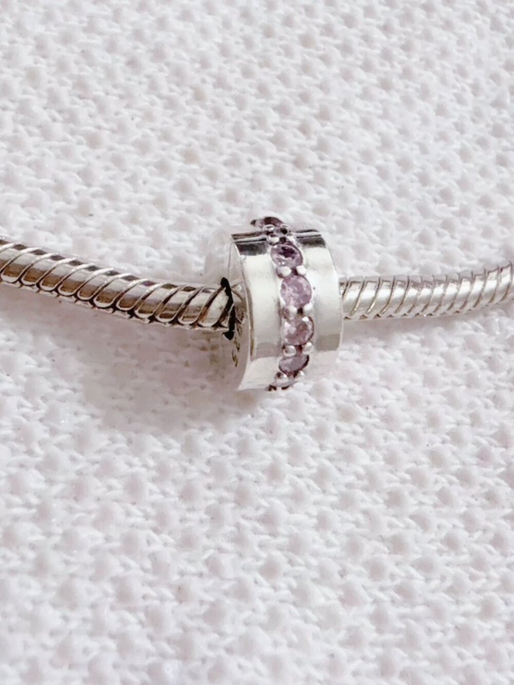 Pink Sparkling Row Clip Silver Charm For Pandora Bracelet